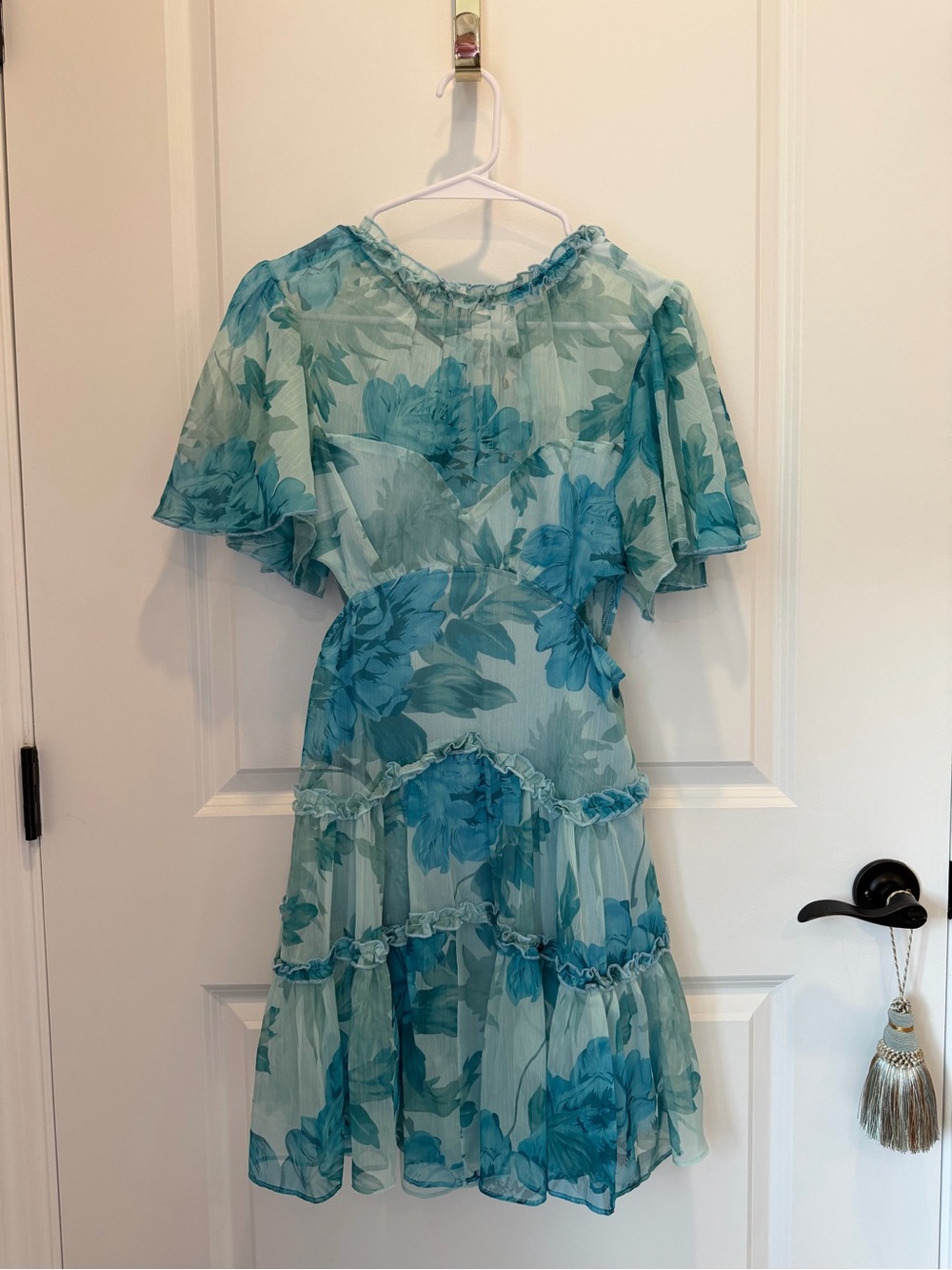 Hello Molly • Aqua Floral Ruffle Mini Dress